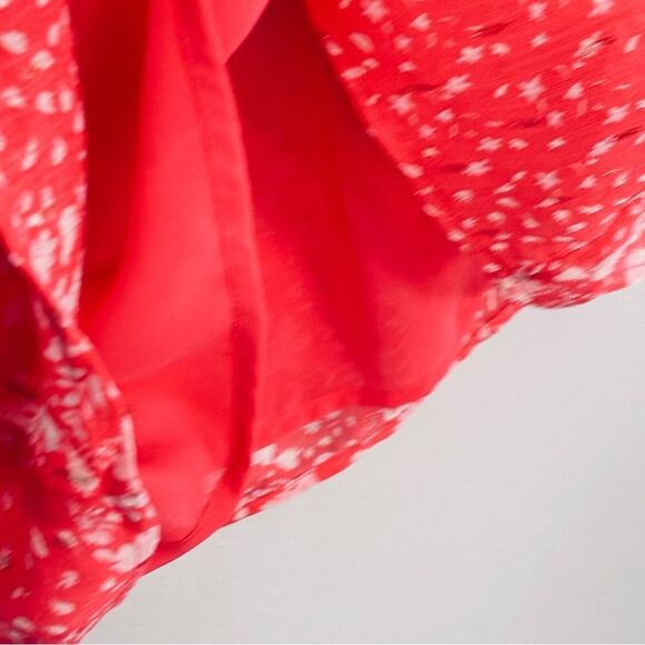 Joie | Women’s Bright Coral Short Sleeve Floral Blouse size M - Picture 13 of 16